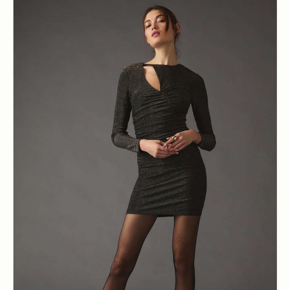 ✨ Anthropologie Ruched Cutout Mini Dress Sz S
